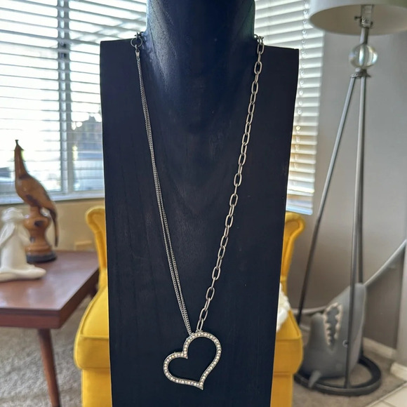 Silver rhinestone mixed chain statement necklace - Picture 6 of 9